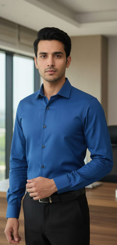 Men’s Modern Tailored Fit Shirt – Premium Quality Formal & Casual Button-Up 15497 Dark Blue