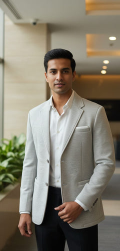 Tatvivah Blazer for Men | Premium Tailored Formal Party Wear Grey Melase 5956