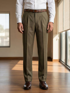 Men’s Linen Cotton Dress Pants – Elegant Full Length Formal Trousers Khaki