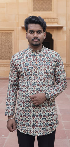 Tatvivah Ashton Printed Mandarin Collar Short Kurta elegant maroon rama