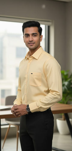 Men’s Modern Tailored Fit Shirt – Premium Quality Formal & Casual Button-Up 15497 Yellow