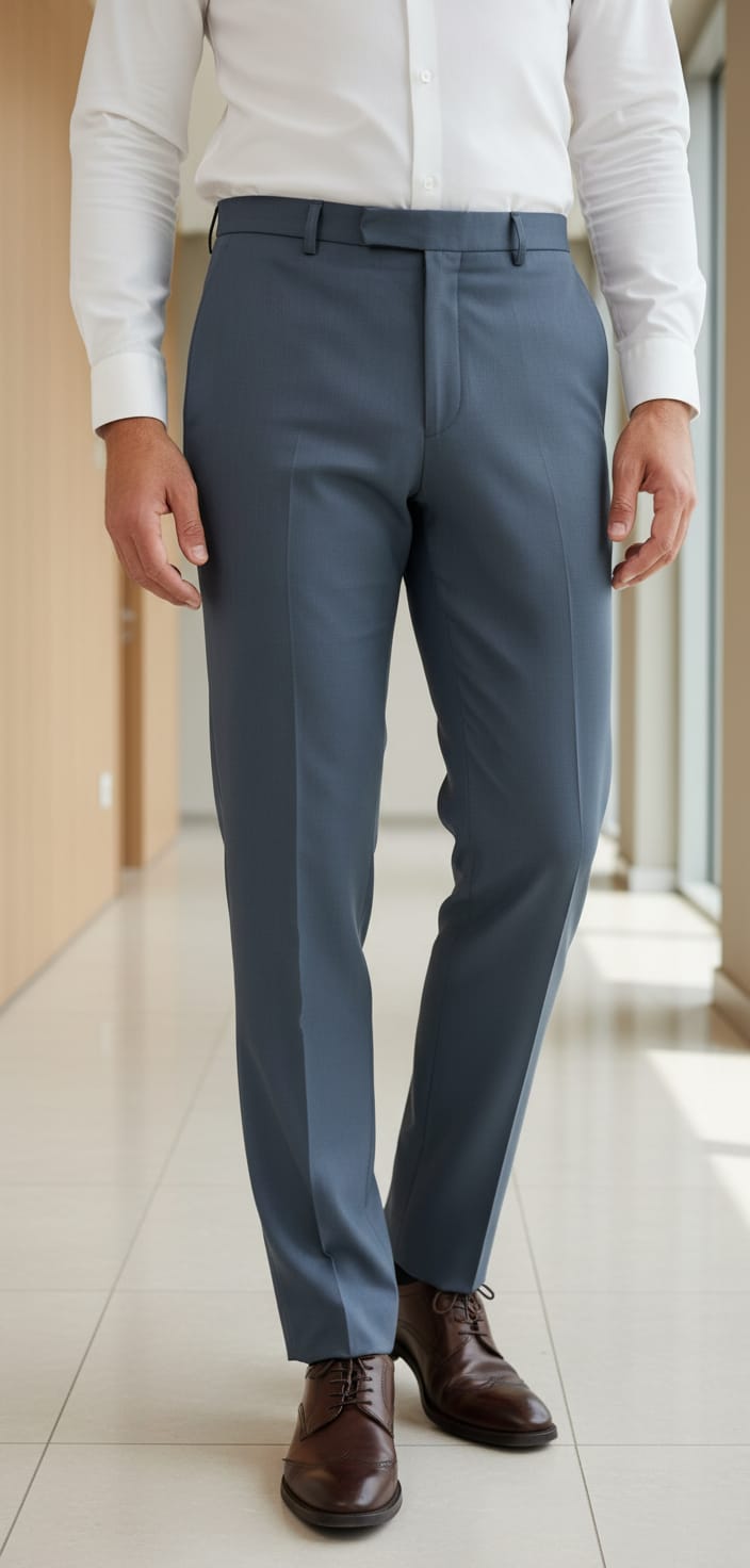 Men’s Classic Slim Fit Formal Trousers Pant Gold Lycra Sky Blue