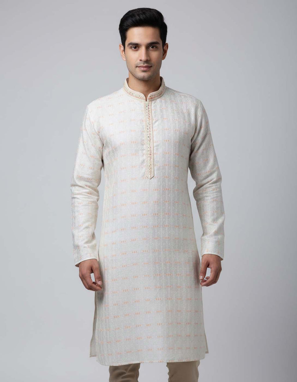 Men’s Premium Ethnic Kurta Set | Stylish Wedding & Festive Wear Kurta Pajama 3128 Grey