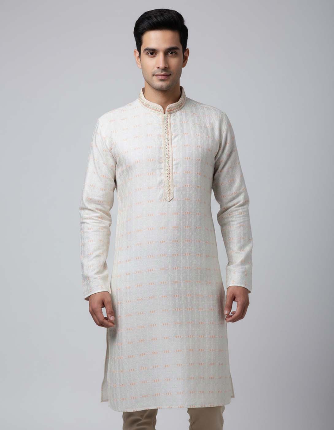 Men’s Premium Ethnic Kurta Set | Stylish Wedding & Festive Wear Kurta Pajama 3128 Grey