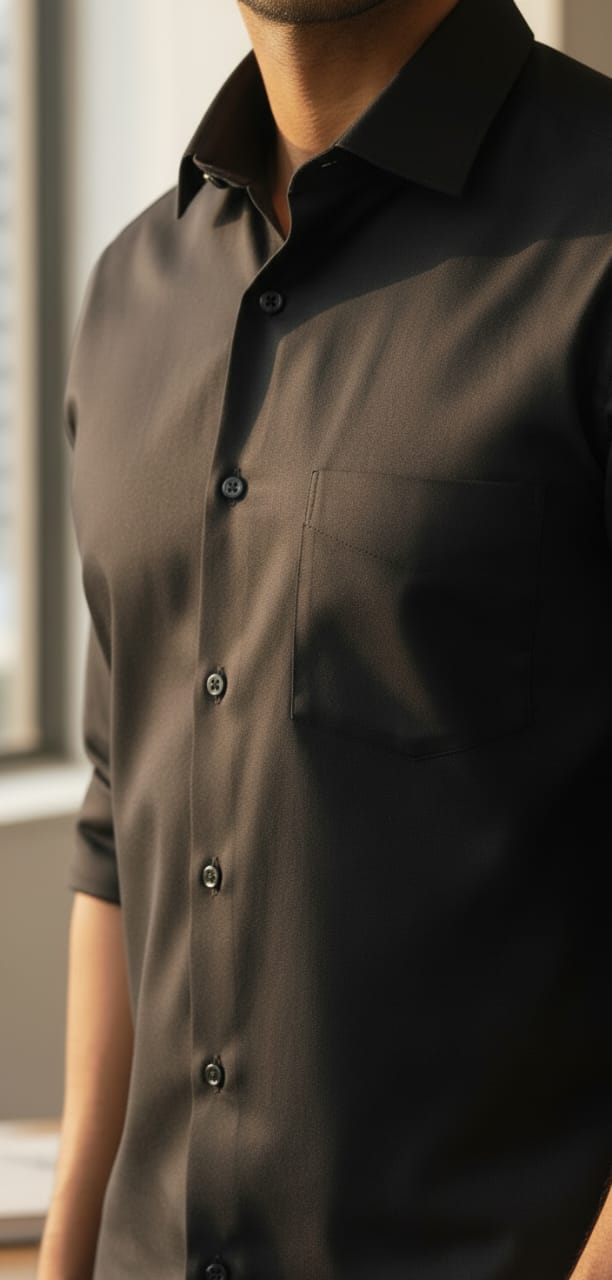 Men’s Modern Tailored Fit Shirt – Premium Quality Formal & Casual Button-Up 15497 Black