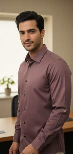 Men’s Modern Tailored Fit Shirt – Premium Quality Formal & Casual Button-Up 15497 Dark Brown