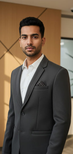 Tatvivah Blazer for Men | Premium Tailored Formal Party Wear Cream Dark Grey 5956