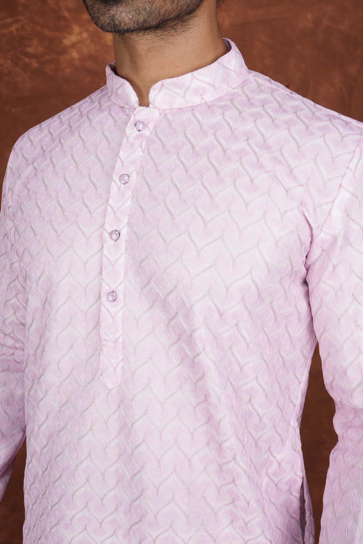 Men’s Premium Embroidered Kurta Pajama Set | Ethnic Wedding & Festive Wear for Men 2104 Dark Pink