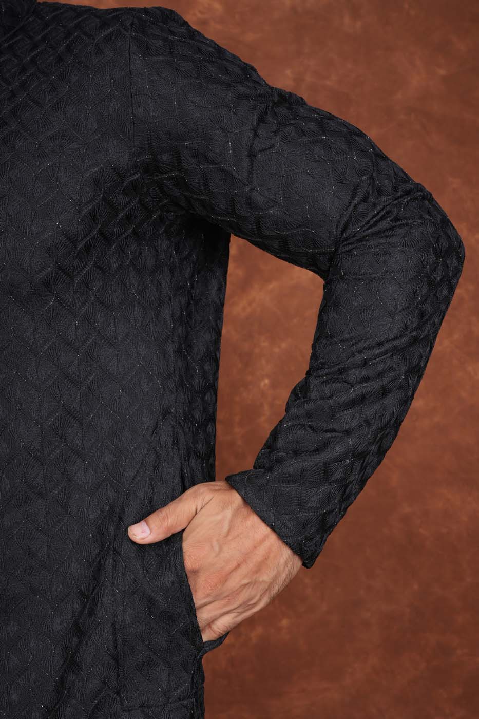 Men’s Premium Embroidered Kurta Pajama Set | Ethnic Wedding & Festive Wear for Men 2104 Black