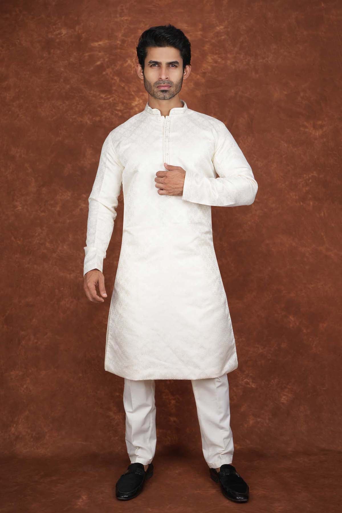 Men’s Premium Ethnic Kurta Set | Stylish Wedding & Festive Wear Kurta Pajama 3137 Cream
