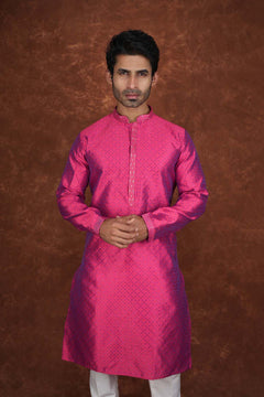 Men’s Premium Ethnic Kurta Set | Stylish Wedding & Festive Wear Kurta Pajama 3136 Pink
