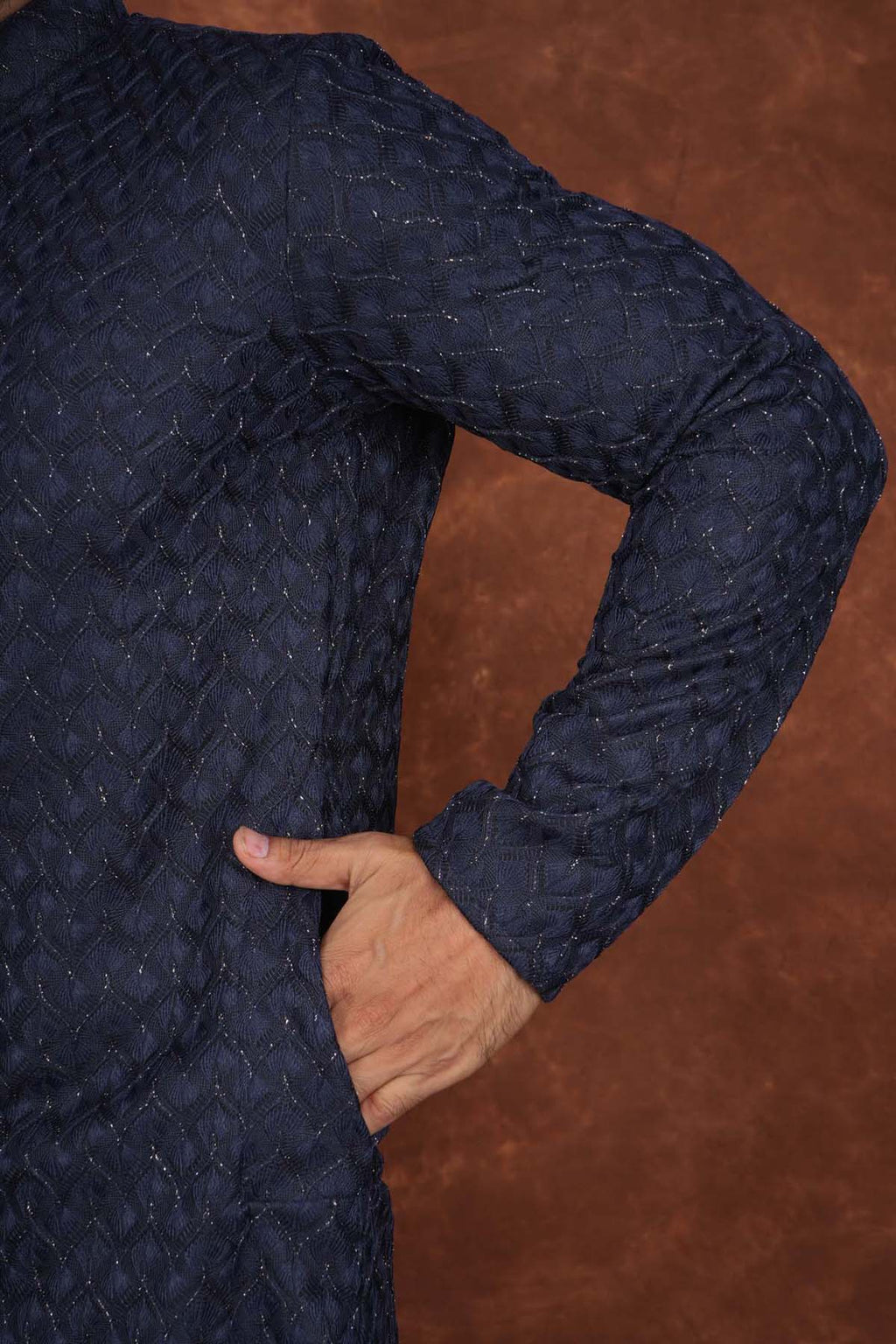Men’s Premium Embroidered Kurta Pajama Set | Ethnic Wedding & Festive Wear for Men 2104 Navy Blue