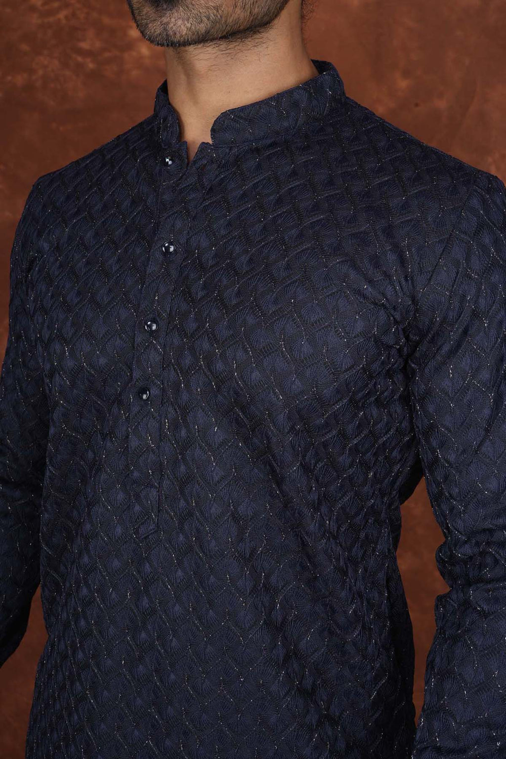 Men’s Premium Embroidered Kurta Pajama Set | Ethnic Wedding & Festive Wear for Men 2104 Navy Blue
