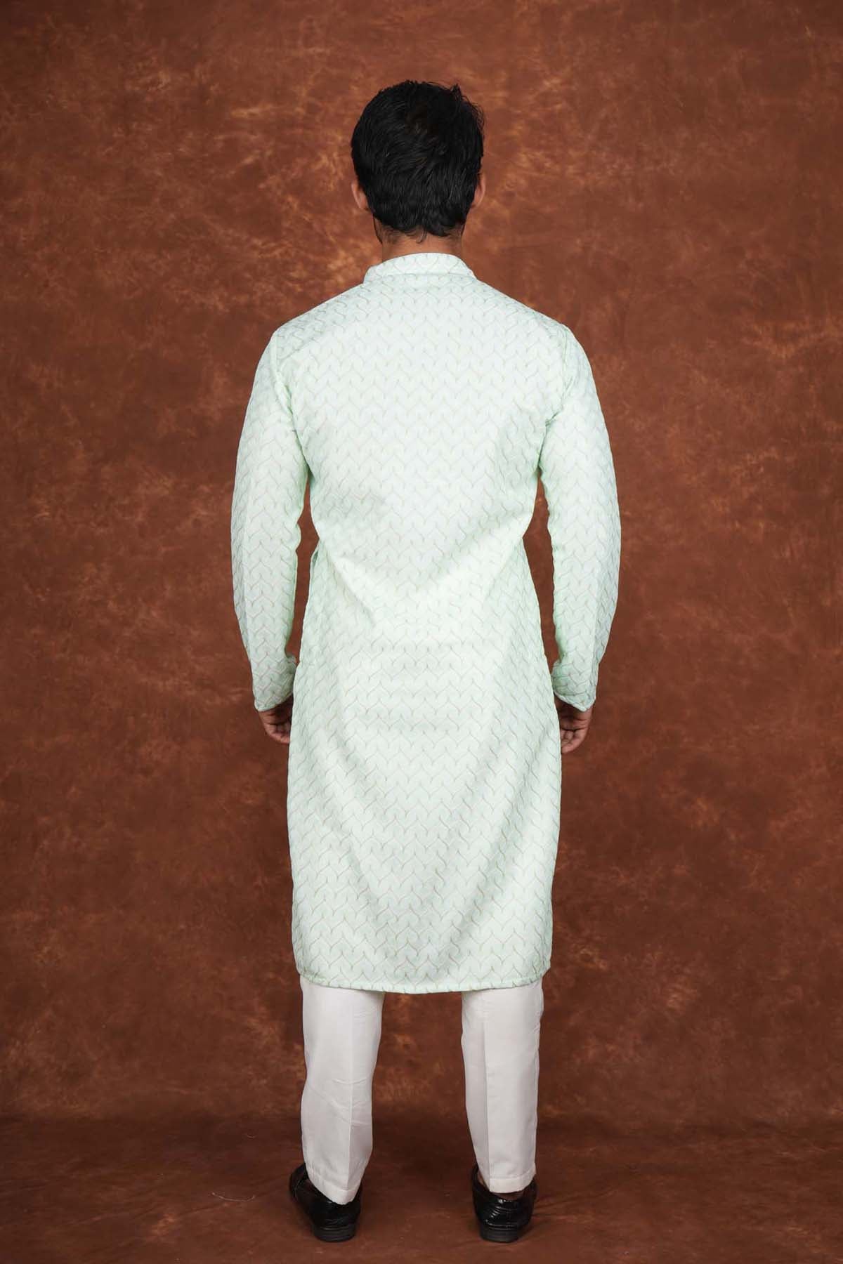 Men’s Premium Embroidered Kurta Pajama Set | Ethnic Wedding & Festive Wear for Men 2104 Pista Green
