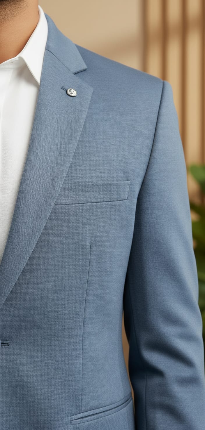 Tatvivah  Blazer for Men | Premium Tailored Formal Party Wear Cream Dusty Blue 5956