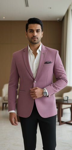 Tatvivah  Blazer for Men | Premium Tailored Formal Party Wear Cream Dusty Rose 5956