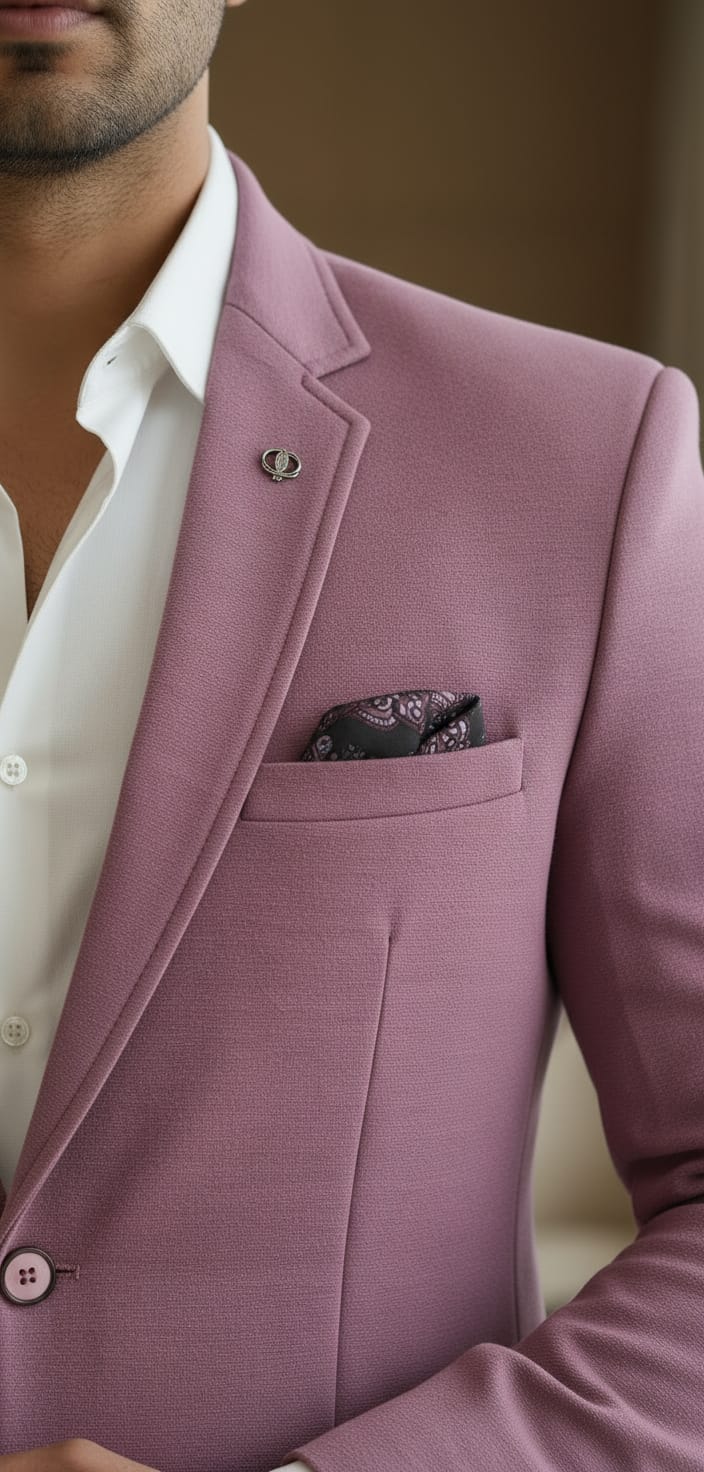 Tatvivah  Blazer for Men | Premium Tailored Formal Party Wear Cream Dusty Rose 5956