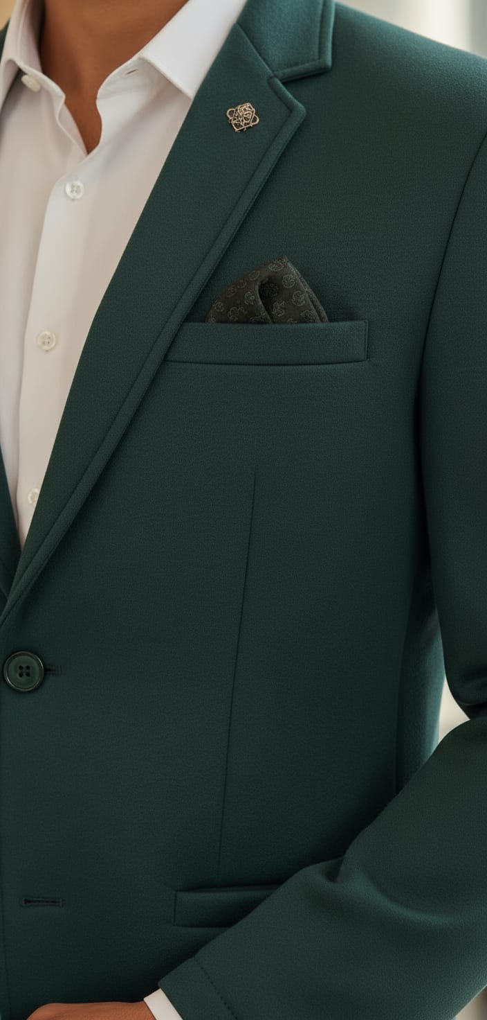Tatvivah  Blazer for Men | Premium Tailored Formal Party Wear Cream Forest Green 5956
