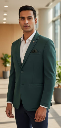 Tatvivah  Blazer for Men | Premium Tailored Formal Party Wear Cream Forest Green 5956