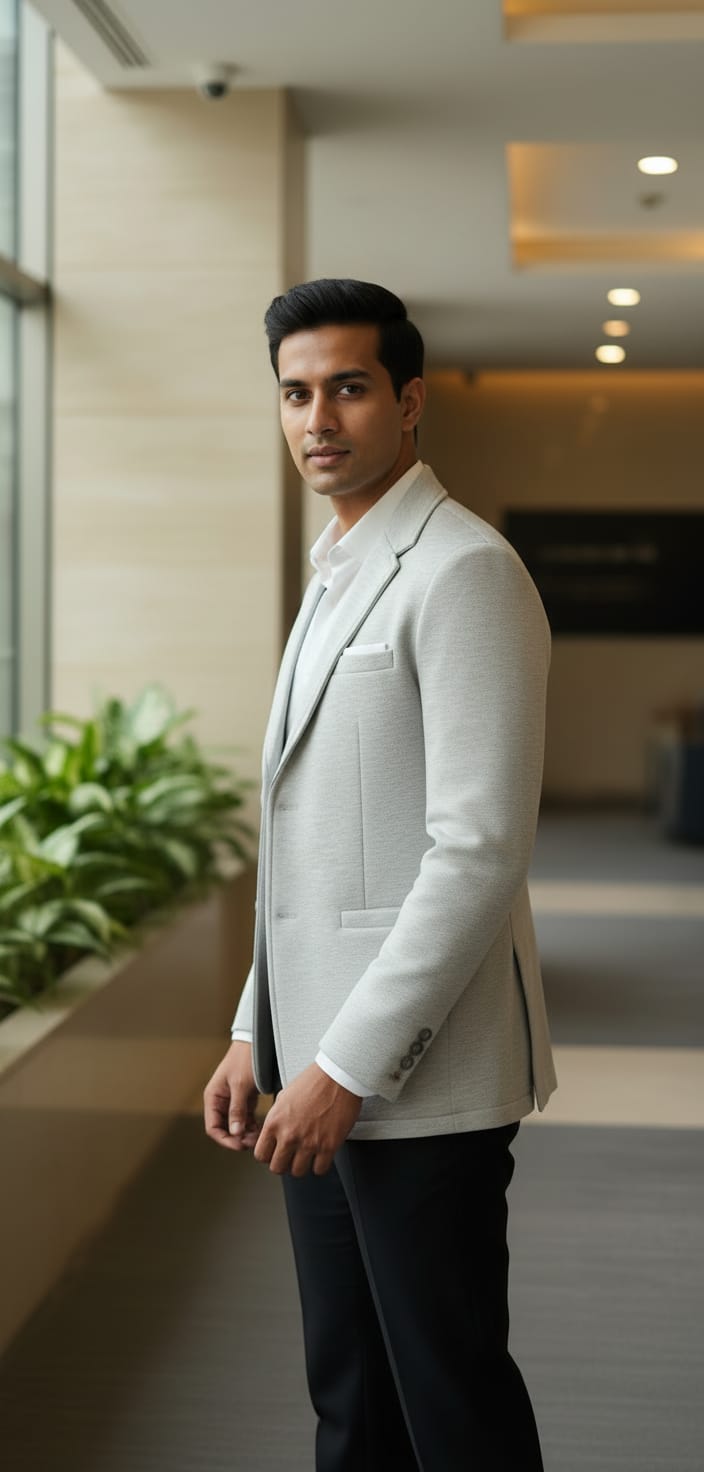 Tatvivah  Blazer for Men | Premium Tailored Formal Party Wear Grey Melase 5956