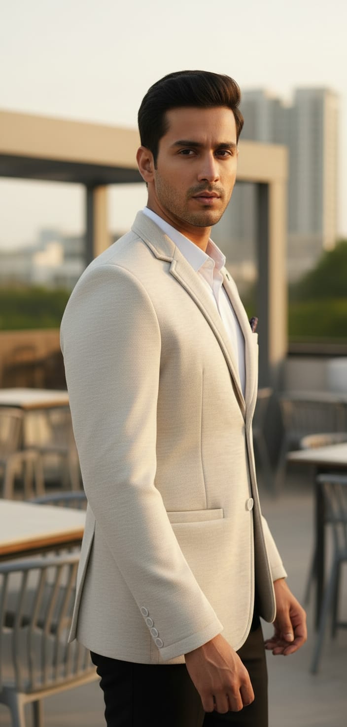 Tatvivah  Blazer for Men | Premium Tailored Formal Party Wear Light Grey 5956