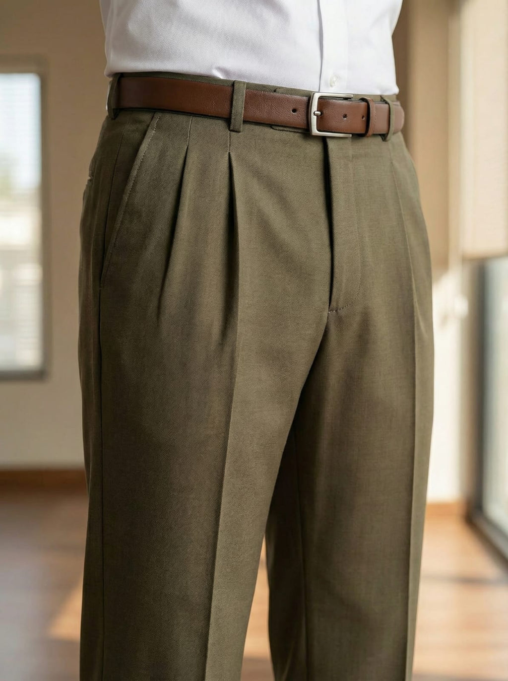 Men’s Linen Cotton Dress Pants – Elegant Full Length Formal Trousers Khaki