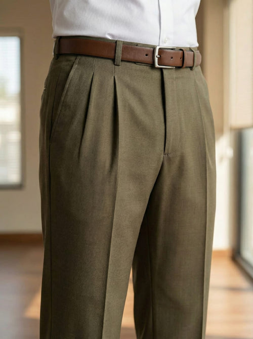 Men’s Linen Cotton Dress Pants – Elegant Full Length Formal Trousers Khaki