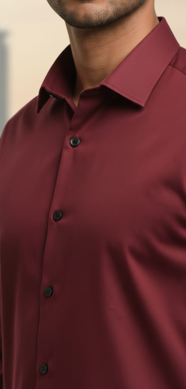 Men’s Modern Tailored Fit Shirt – Premium Quality Formal & Casual Button-Up 15497 Maroon
