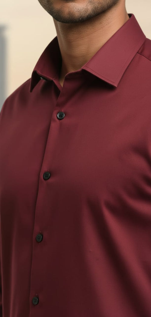 Men’s Modern Tailored Fit Shirt – Premium Quality Formal & Casual Button-Up 15497 Maroon