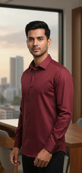 Men’s Modern Tailored Fit Shirt – Premium Quality Formal & Casual Button-Up 15497 Maroon