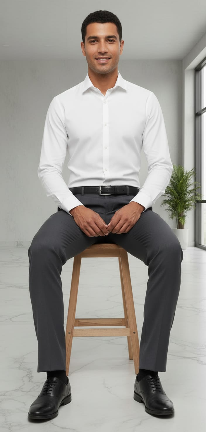 Men’s New York Formal Ankle Length Pants – Modern Slim Fit Office Wear Dark Grey