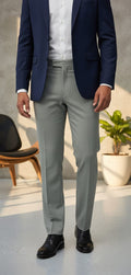 Men’s New York Formal Ankle Length Pants – Modern Slim Fit Office Wear Light Grey