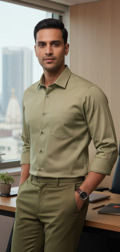 Men’s Modern Tailored Fit Shirt – Premium Quality Formal & Casual Button-Up 15497 Pista