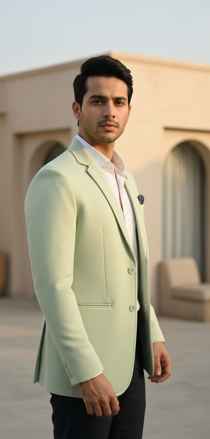 Tatvivah  Blazer for Men | Premium Tailored Formal Party Wear Pista 5956