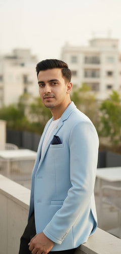 Tatvivah Blazer for Men | Premium Tailored Formal Party Wear Sky Blue 5956
