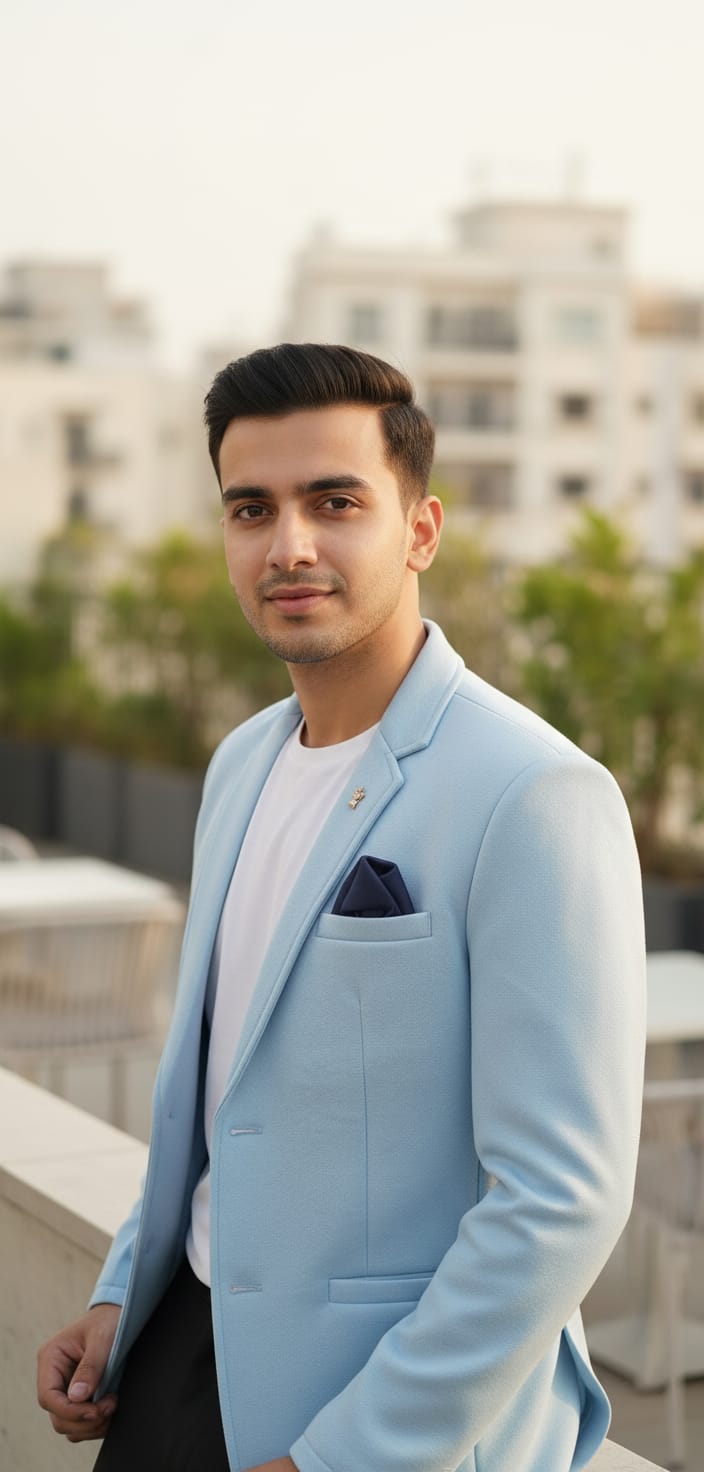 Tatvivah Blazer for Men | Premium Tailored Formal Party Wear Sky Blue 5956