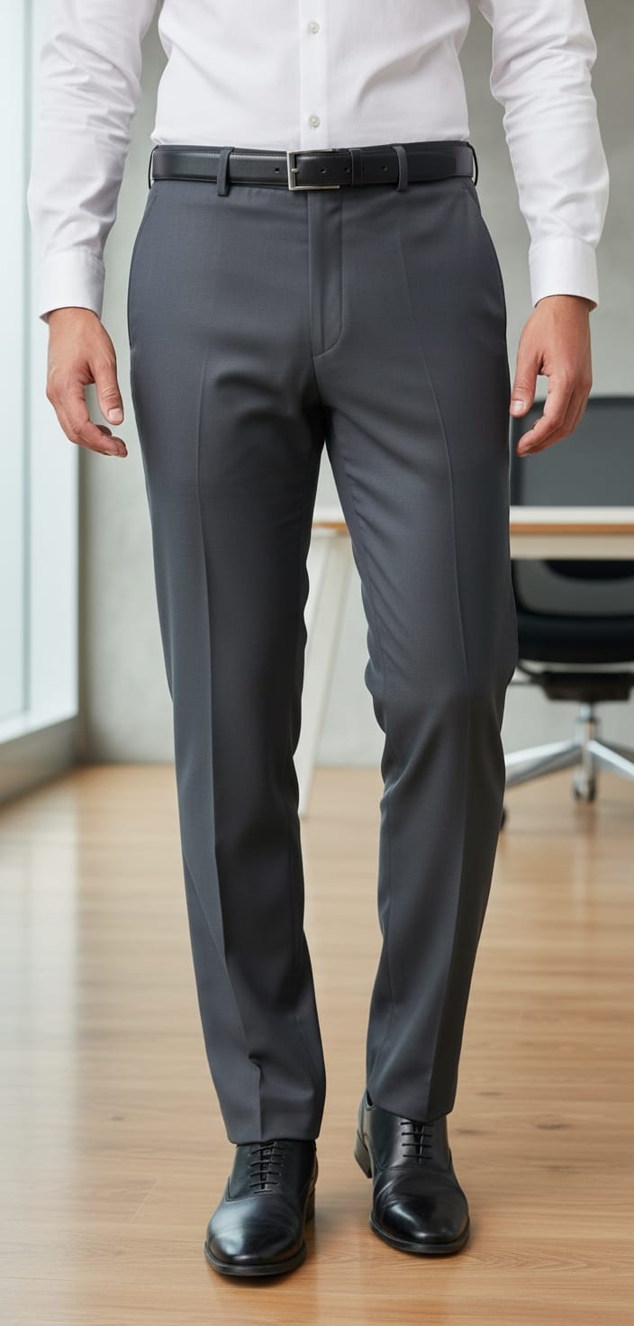 Men’s Spain Formal Ankle Length Pants – Modern Slim Fit Office Wear Dark Grey