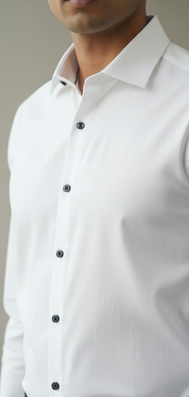 Men’s Modern Tailored Fit Shirt – Premium Quality Formal & Casual Button-Up 15497 White