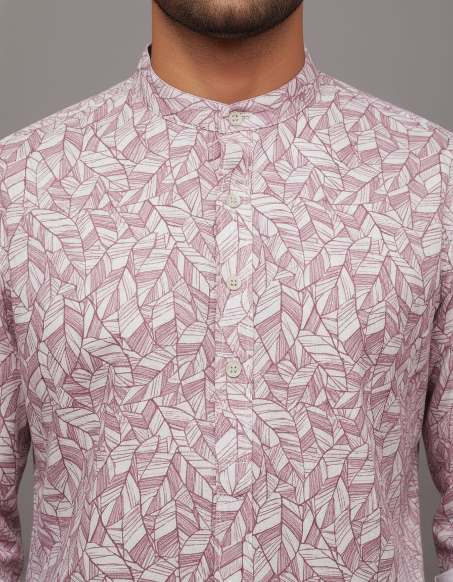 Tatvivah Ashton Printed Mandarin Collar Short Kurta Elegant light pink