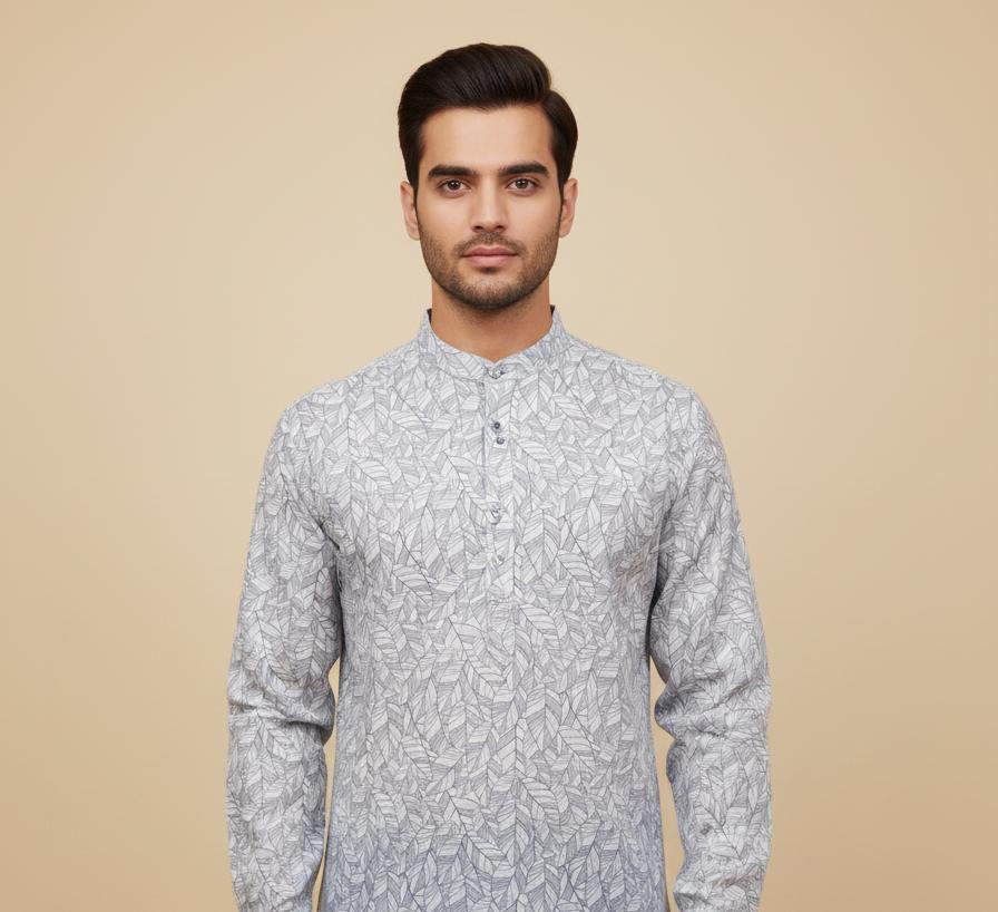 Tatvivah Ashton Printed Mandarin Collar Short Kurta elegant light rama green