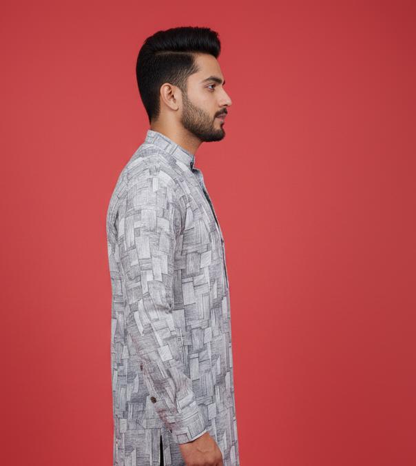 Tatvivah Ashton Printed Mandarin Collar Short Kurta elegant light rama color