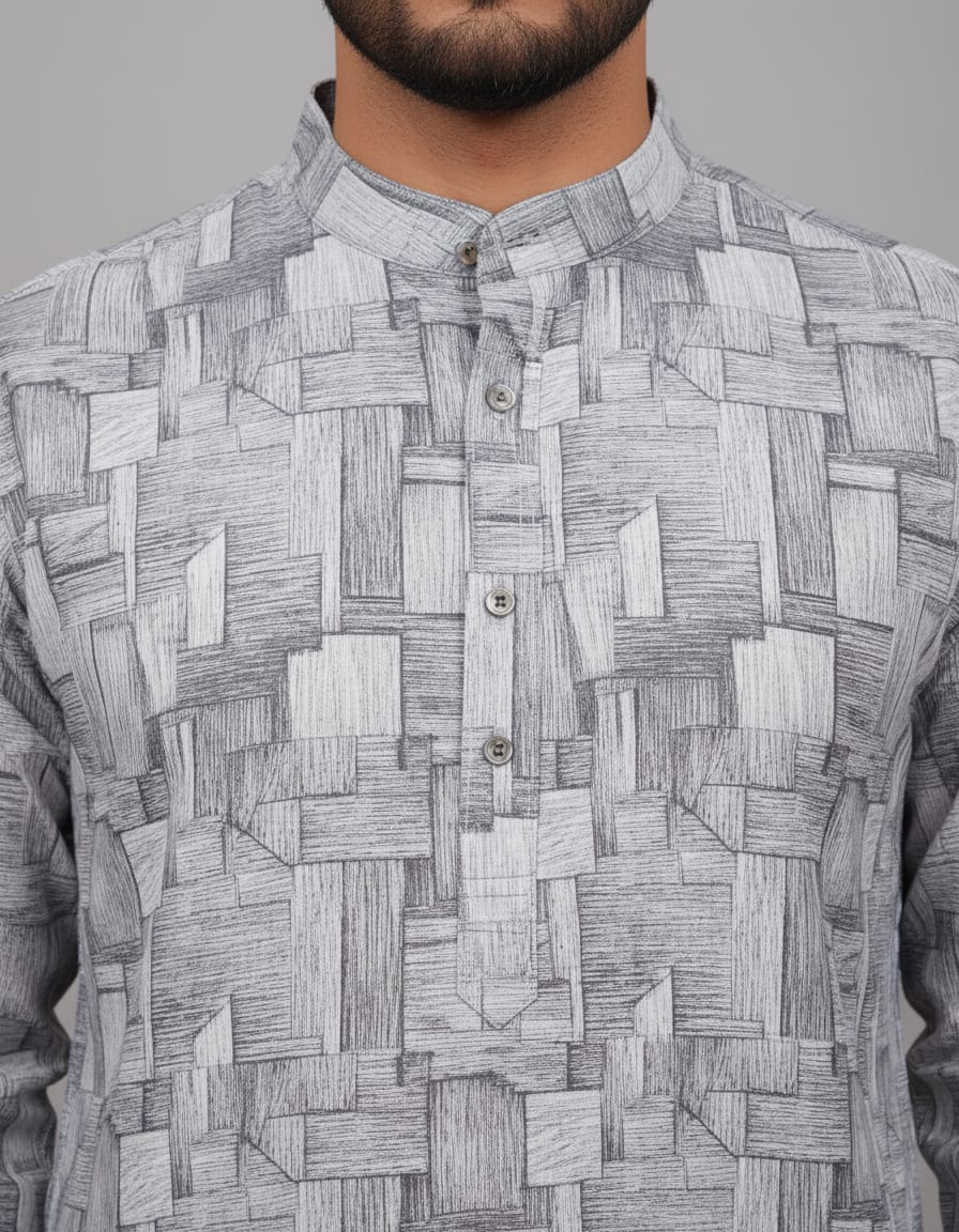 Tatvivah Ashton Printed Mandarin Collar Short Kurta elegant light rama color