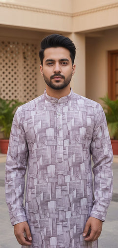 Tatvivah Ashton Printed Mandarin Collar Short Kurta elegant mehendi color