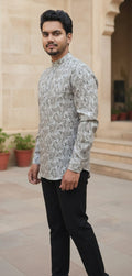 Tatvivah Ashton Printed Mandarin Collar Short Kurta elegant dark green