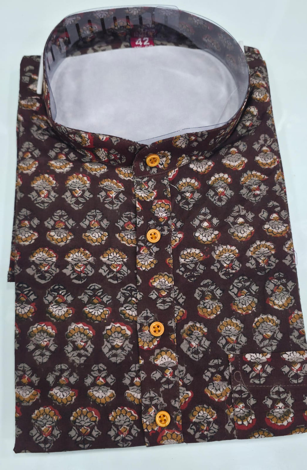Tatvivah Ashton Printed Mandarin Collar Short Kurta Maroon base with elegant green and white