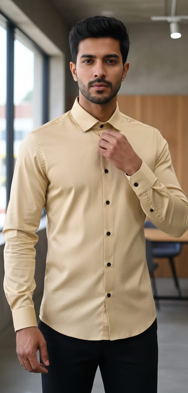Men’s Modern Tailored Fit Shirt – Premium Quality Formal & Casual Button-Up 15497 Yellow