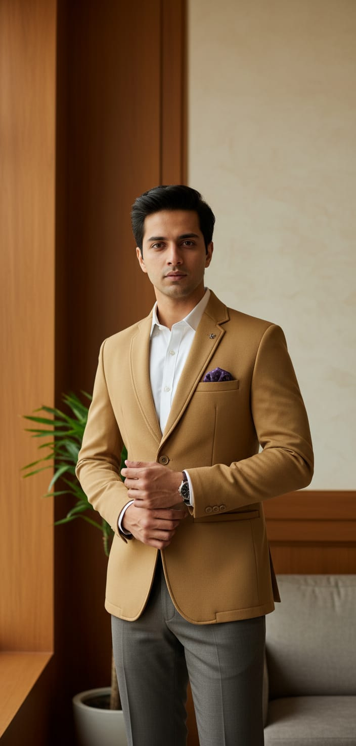 Tatvivah Blazer for Men | Premium Tailored Formal Party Wear Yellowish 5956