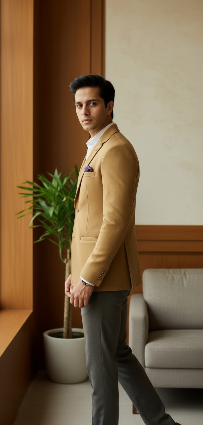Tatvivah Blazer for Men | Premium Tailored Formal Party Wear Yellowish 5956